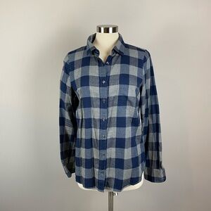 J Crew The Perfect Shirt in Navy/Grey Buffalo Check Flannel Shirt